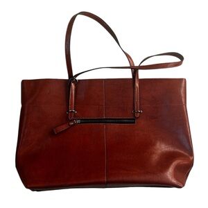 Women’s Brown & Black & Silver Leather Laptop Handbag/ Tote